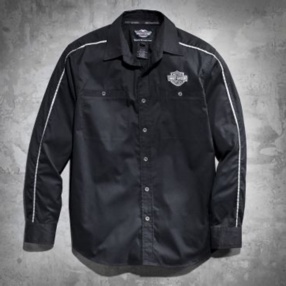 Genuine Harley-Davidson Black Reflective Shirt Men's Long Sleeve 3XL slim